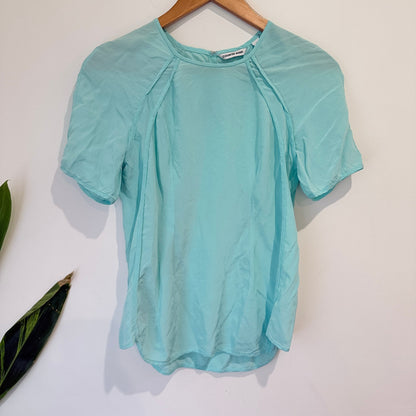 Country Road Aqua Silk Short Sleeve Top Size XS
