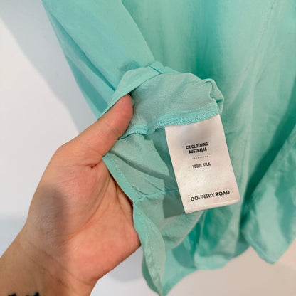 Country Road Aqua Silk Short Sleeve Top Size XS
