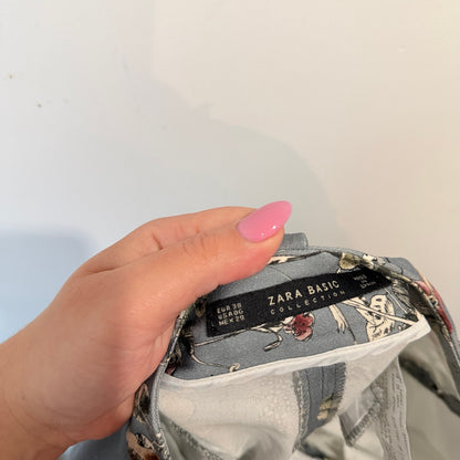 Zara Basic Blue Floral Print Slim Pants Size 10