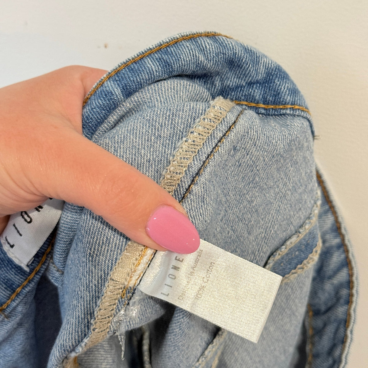 Lioness Mid Wash Denim Mini Skirt with Front Split Size XL | Waist 84cm