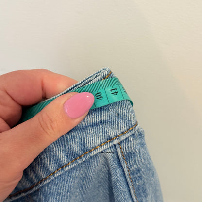 Lioness Mid Wash Denim Mini Skirt with Front Split Size XL | Waist 84cm