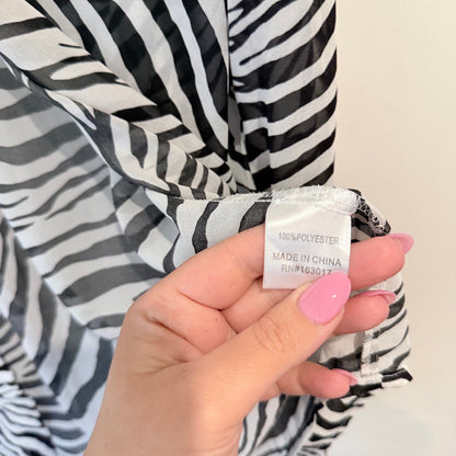 Princess Polly Zebra Print Sheer Button Up Shirt Size 12