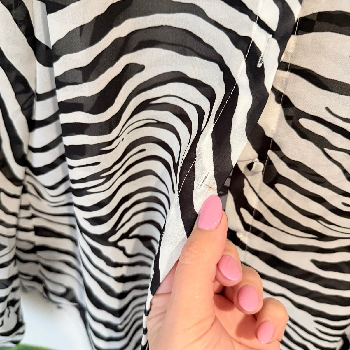 Princess Polly Zebra Print Sheer Button Up Shirt Size 12