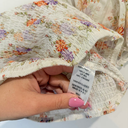 Ivy + Jack Floral Shirred Puff Sleeve Crop Top Size 10