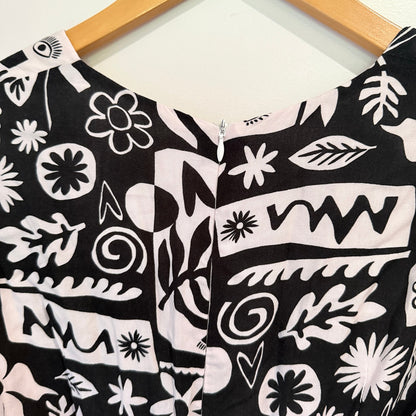Wits The Label Black & White Print Belted Mini Dress Size 10