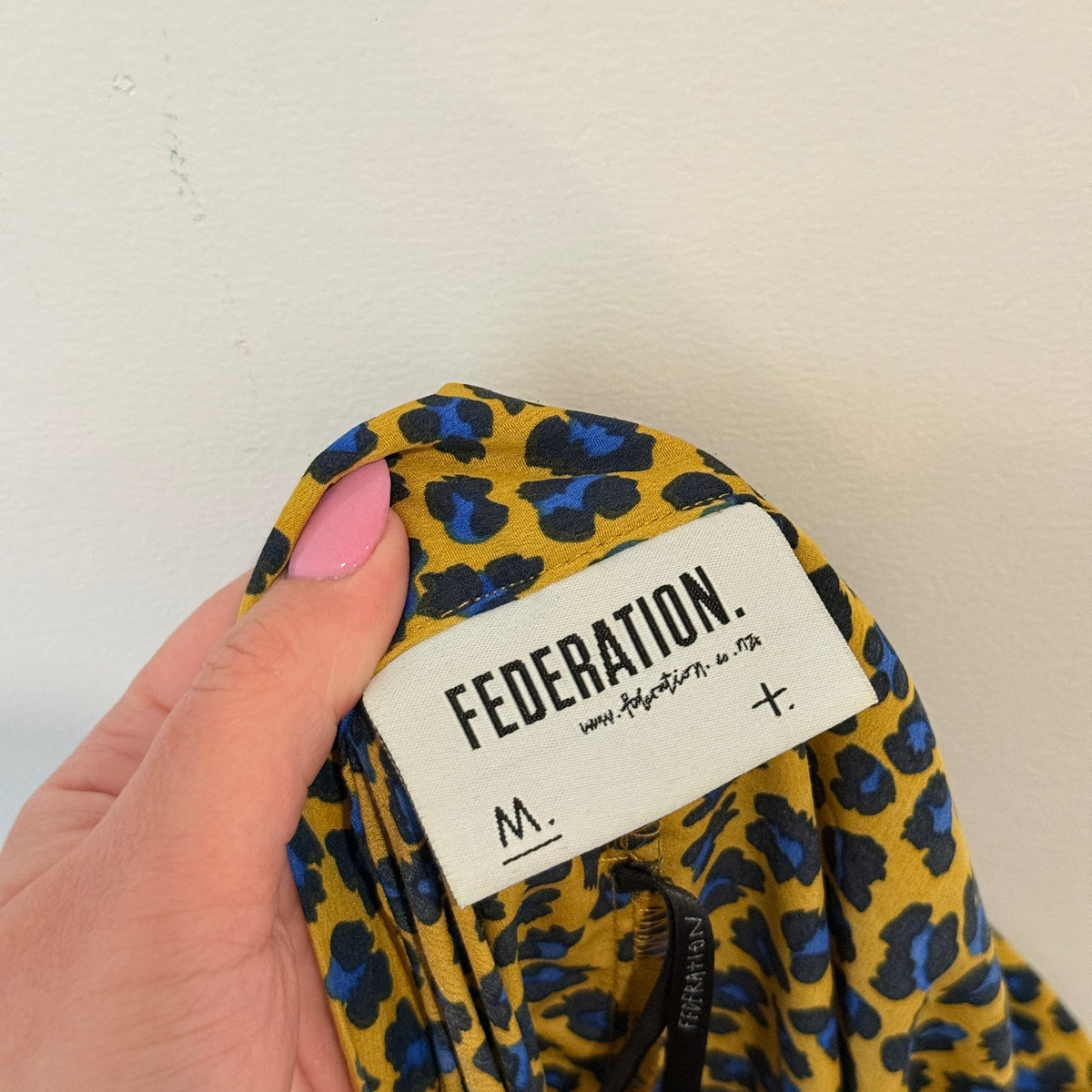 Federation Mustard Leopard Print Ruffle Hem Wrap Skirt Size M