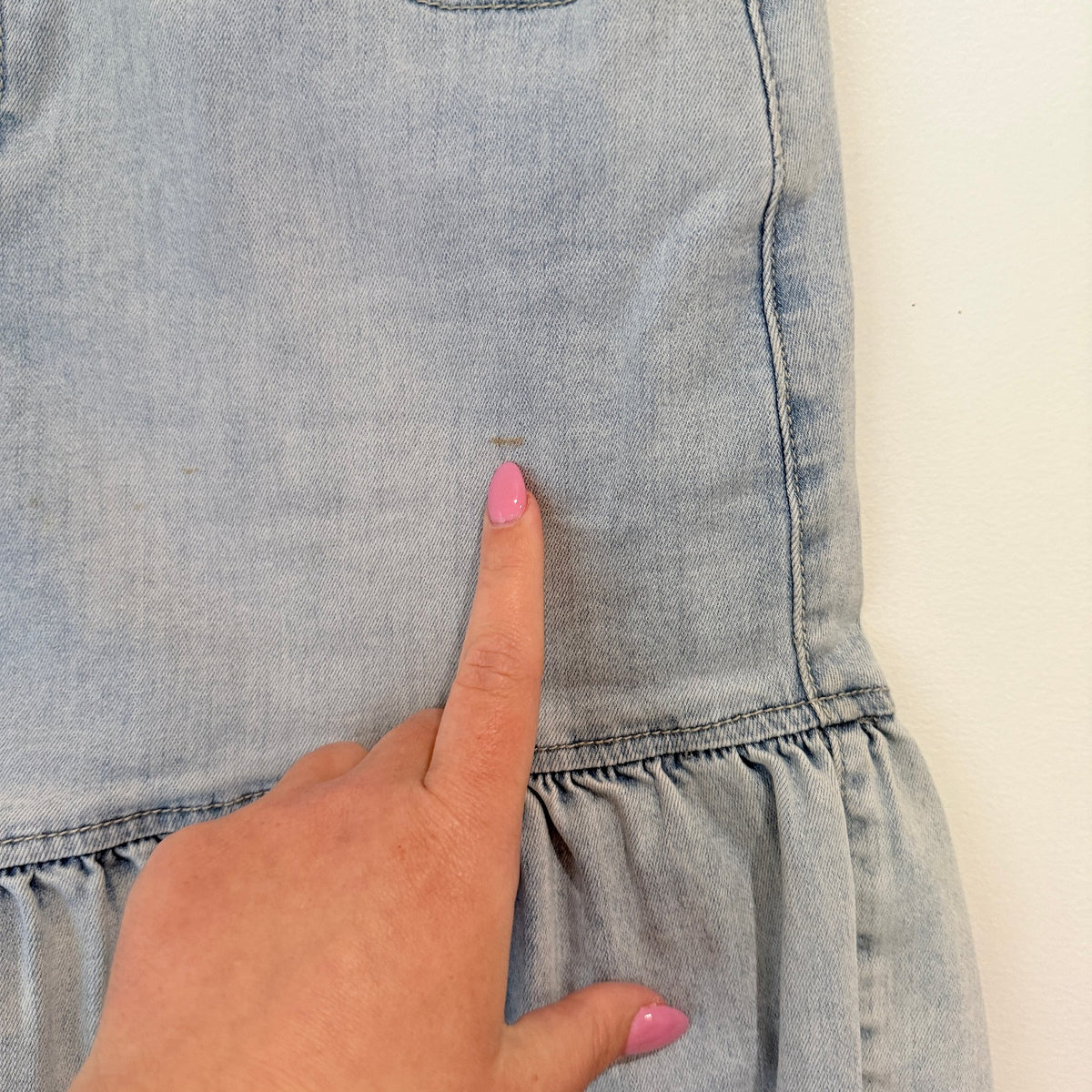 Seed Heritage Light Wash Denim Ruffle Hem Mini Skirt Size 14
