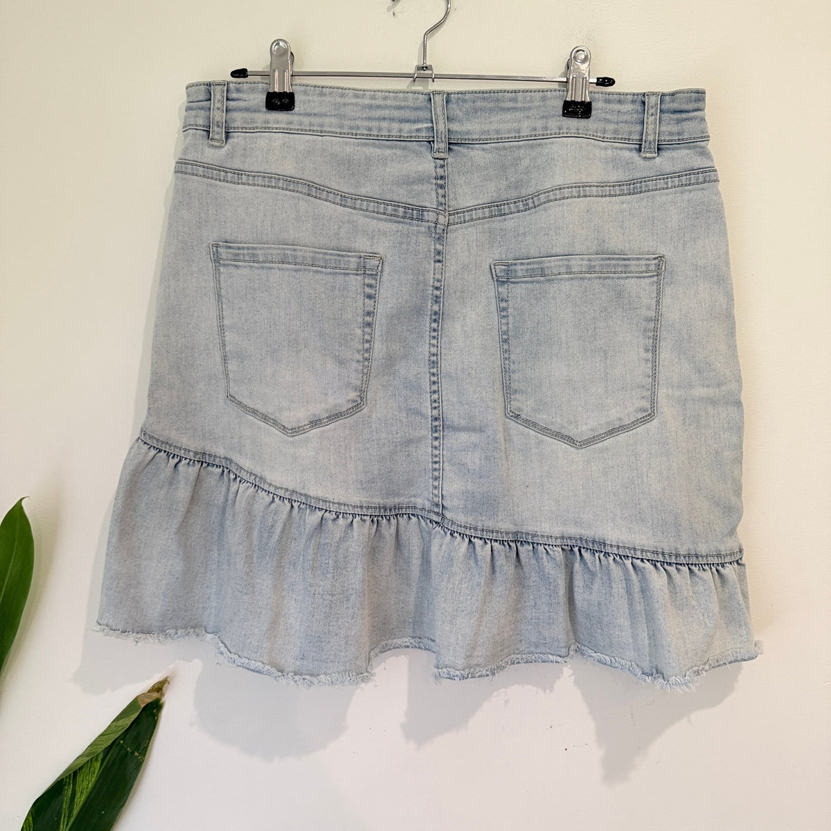 Seed Heritage Light Wash Denim Ruffle Hem Mini Skirt Size 14