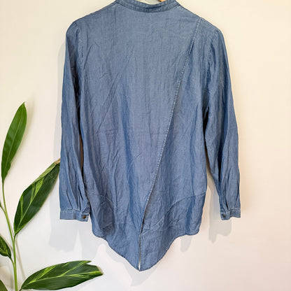 Sass & Bide Chambray Pintuck Dip Hem Shirt Size 6 (damaged)