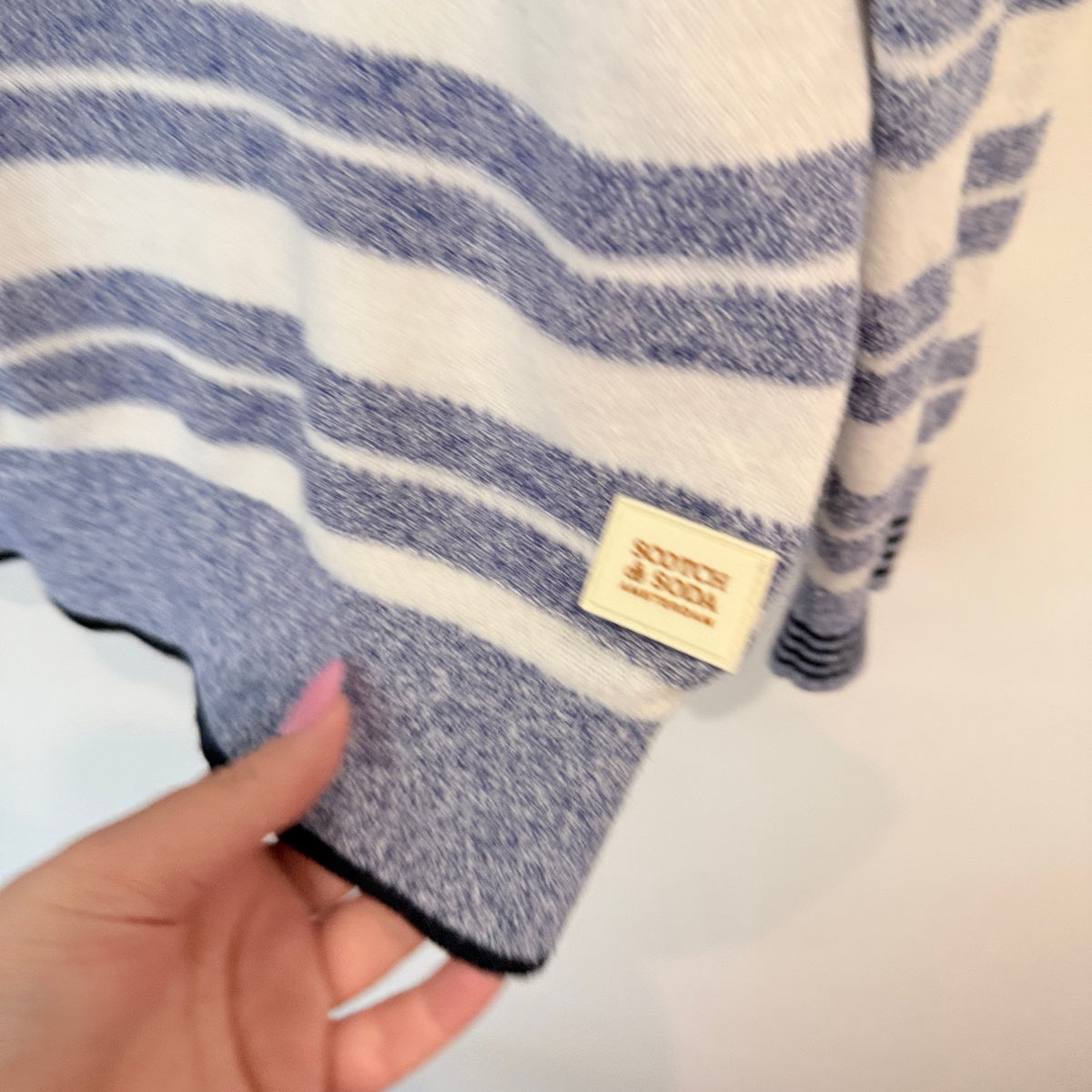 Scotch & Soda Blue & White Stripe Linen Blend Jumper Size L