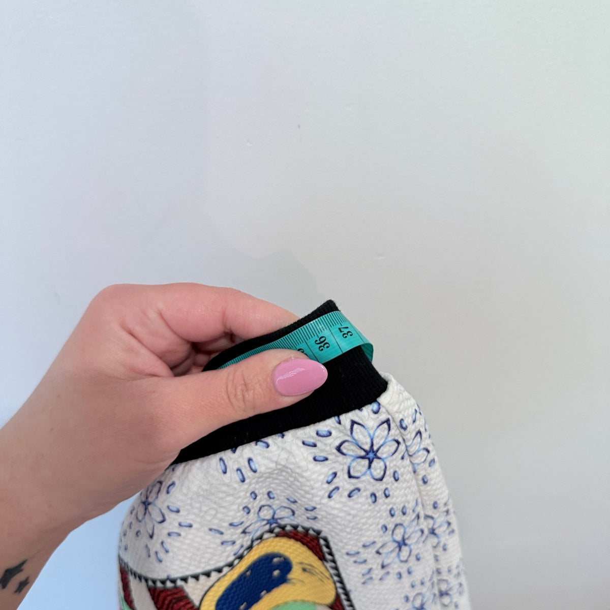 White Sun & Moon Print Textured Mini Skirt - 74cm waist