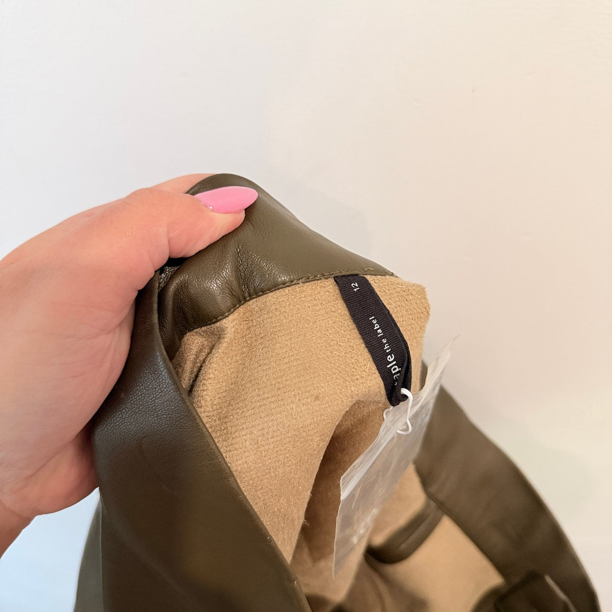 Staple the Label Khaki Faux Leather Utility Mini Skirt Size 12