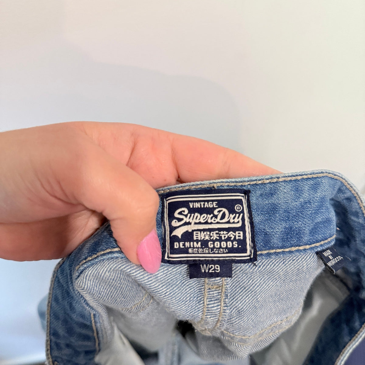 Superdry Vintage Light Wash Distressed Denim Shorts W29