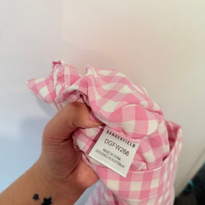 Dangerfield Pink Gingham Pleated Frill Hem Mini Skirt Size 10