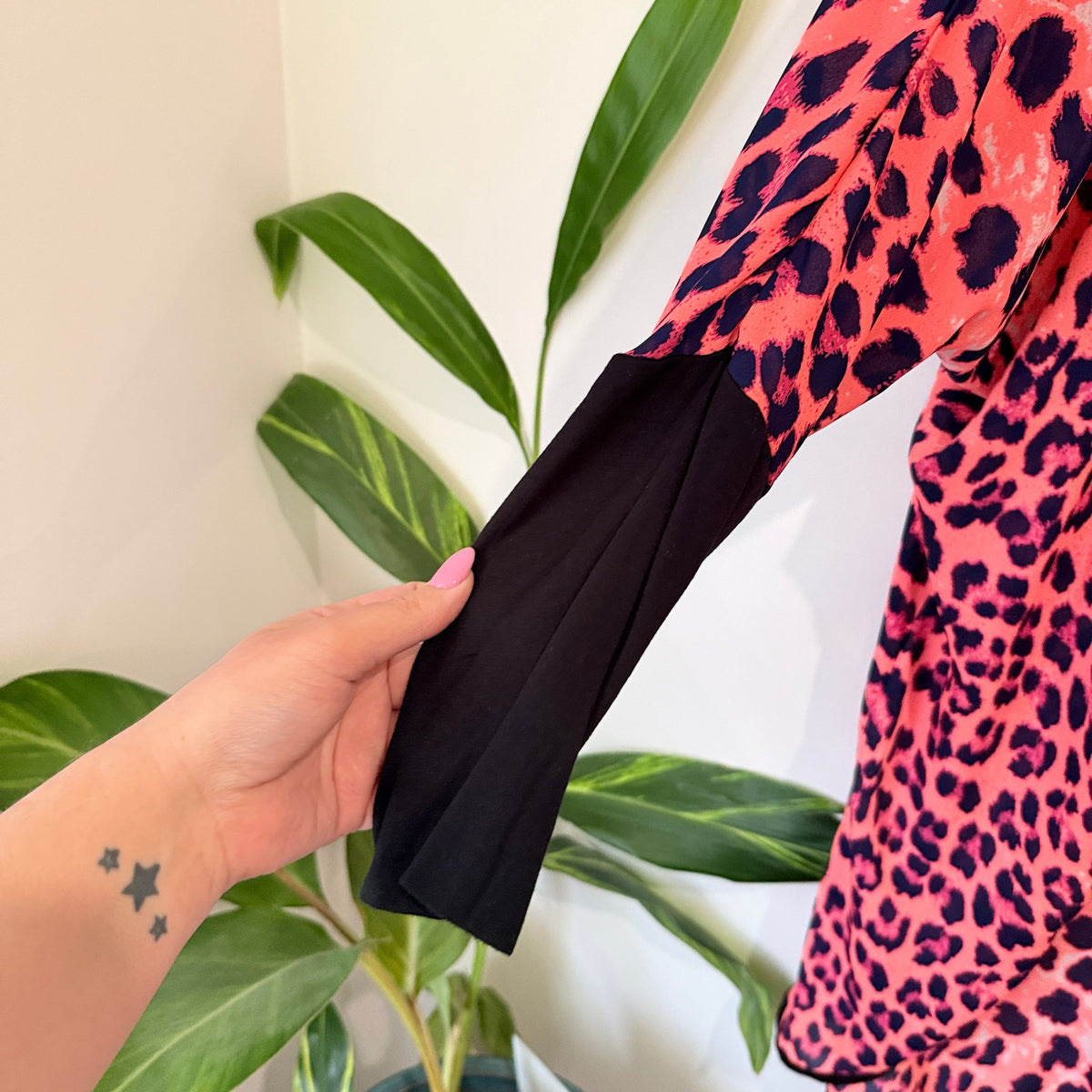 White Chalk Coral Leopard Print Kimono Cardigan Size S