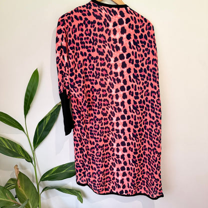 White Chalk Coral Leopard Print Kimono Cardigan Size S