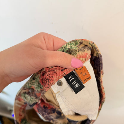 Neuw Floral Print Corduroy Mini Shorts W24