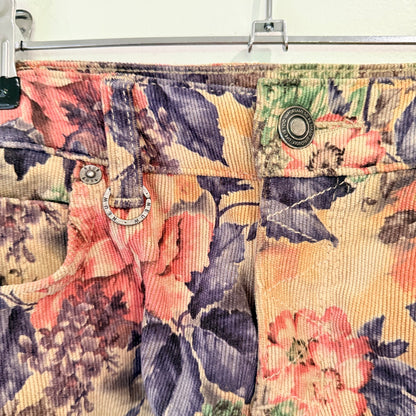 Neuw Floral Print Corduroy Mini Shorts W24
