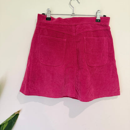 Madame Hawke Hot Pink Corduroy A-Line Mini Skirt Size 10