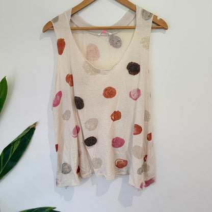 Sass & Bide Fantastic Projects Cream Spot Beaded Tank Size S