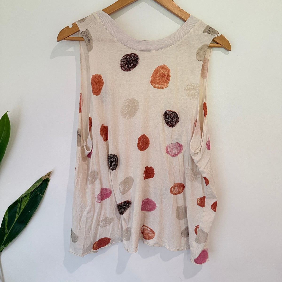 Sass & Bide Fantastic Projects Cream Spot Beaded Tank Size S