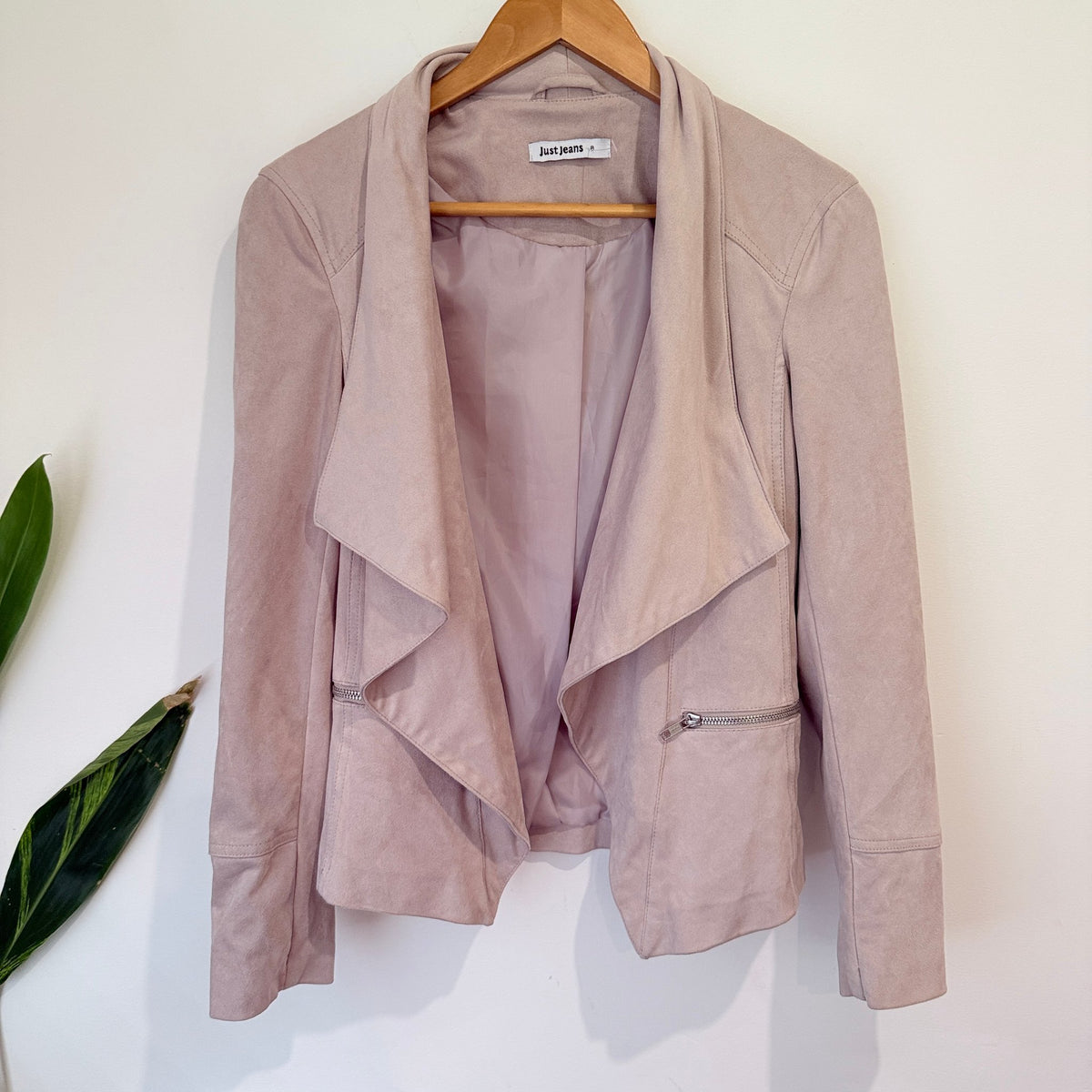 Just Jeans Blush Faux Suede Waterfall Jacket Size 8