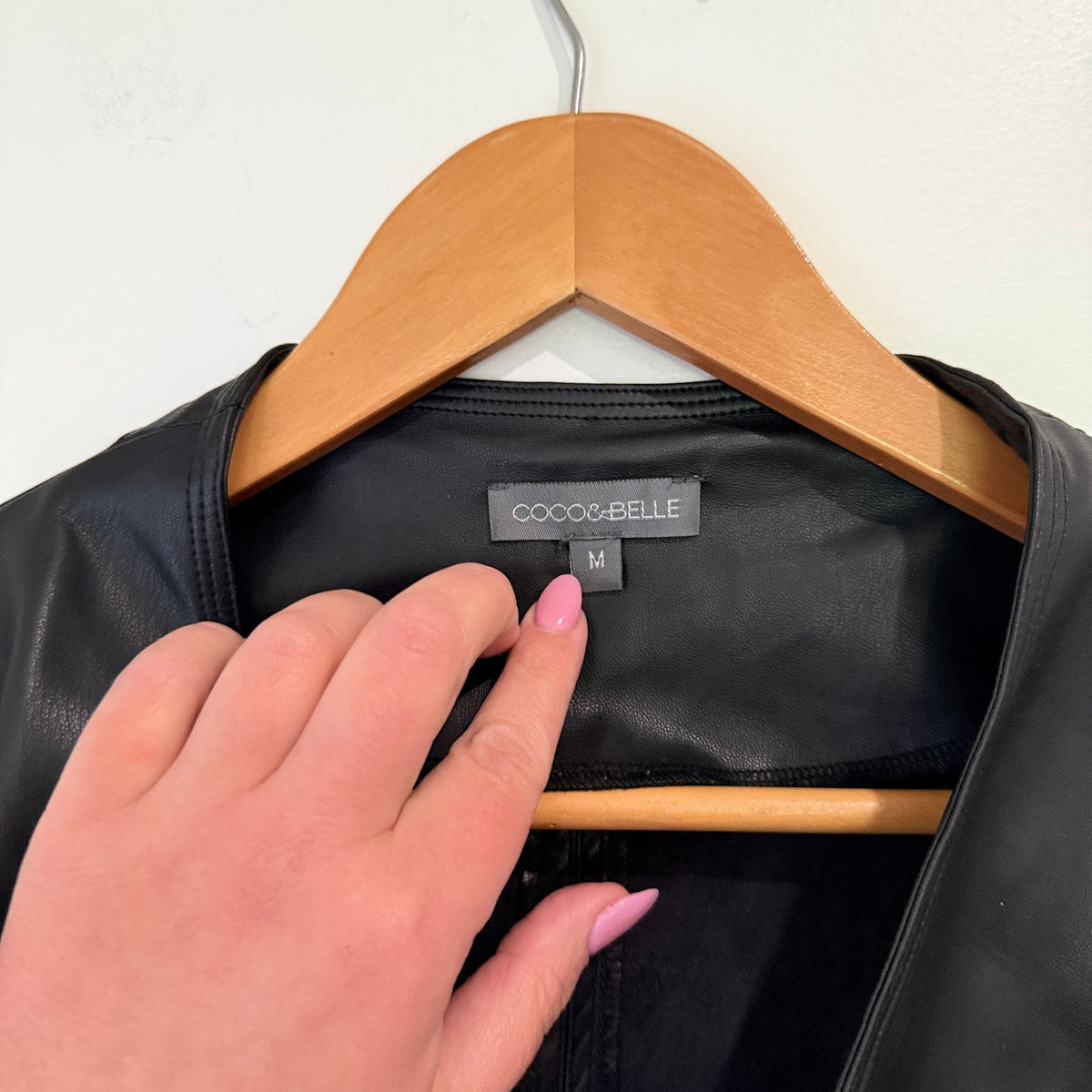 Coco & Belle Black Faux Leather Cropped Jacket Size M
