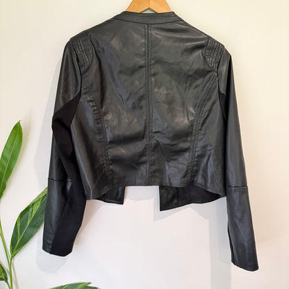 Coco & Belle Black Faux Leather Cropped Jacket Size M
