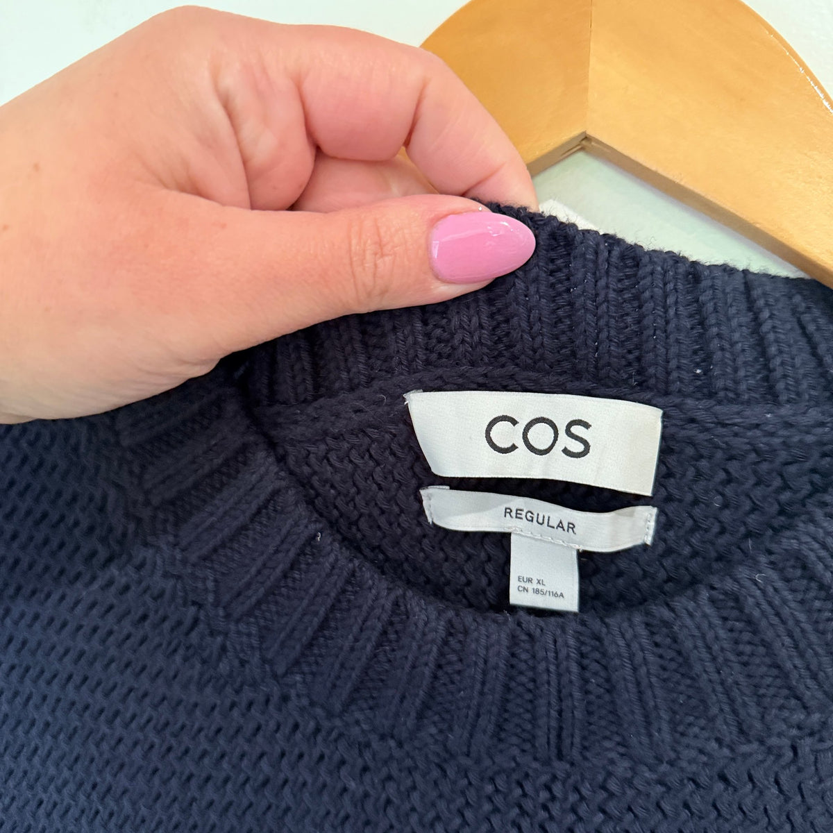 COS Navy Chunky Knit Cotton Wool Vest Size XL