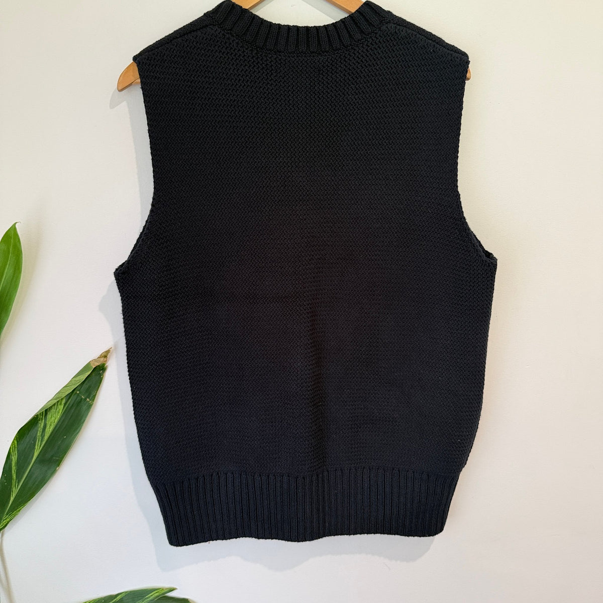 COS Navy Chunky Knit Cotton Wool Vest Size XL