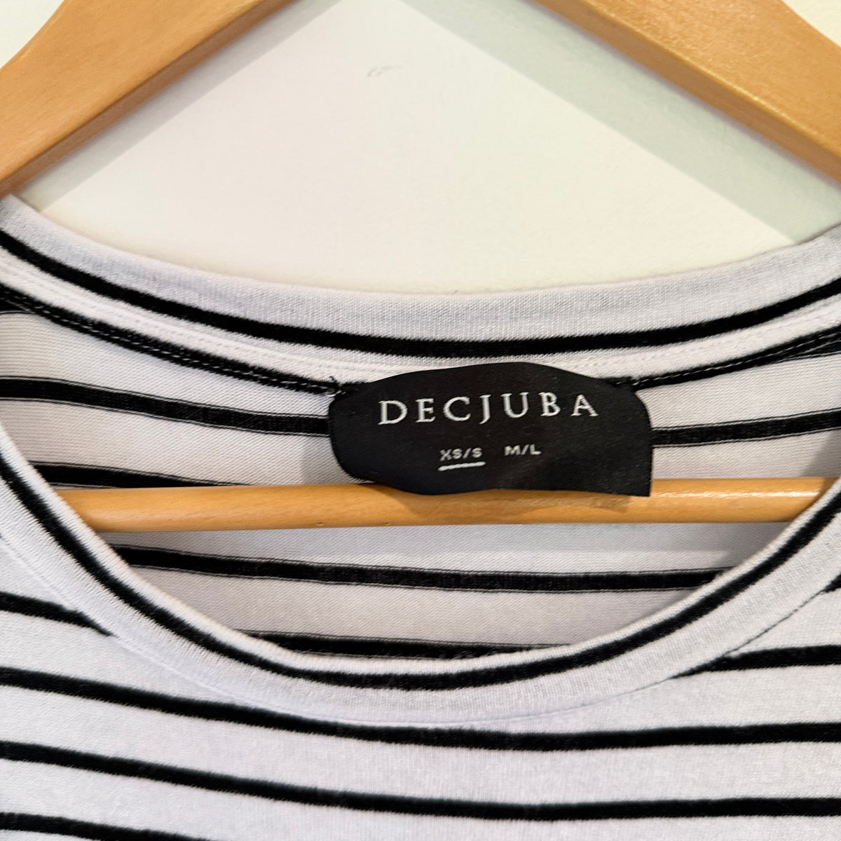 Decjuba Black & White Stripe Step Hem Longline Tunic Dress Size XS/S