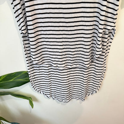 Decjuba Black & White Stripe Step Hem Longline Tunic Dress Size XS/S