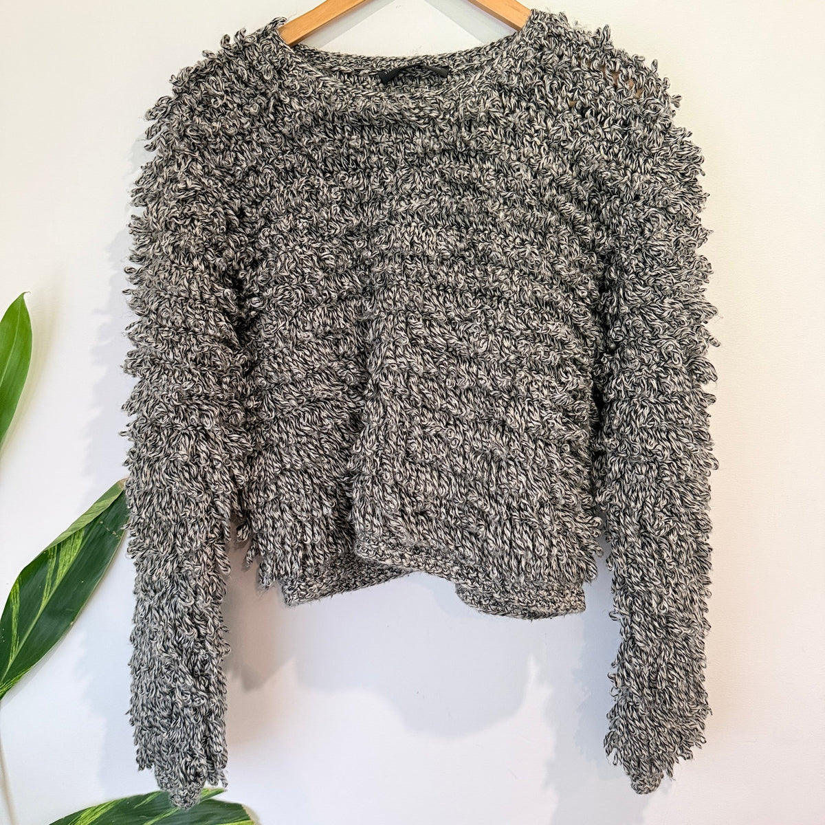 Stolen Girlfriends Club Grey Marl Loop Knit Crop Jumper Size 10