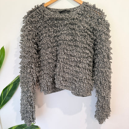 Stolen Girlfriends Club Grey Marl Loop Knit Crop Jumper Size 10
