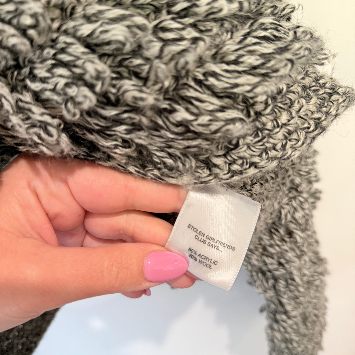 Stolen Girlfriends Club Grey Marl Loop Knit Crop Jumper Size 10