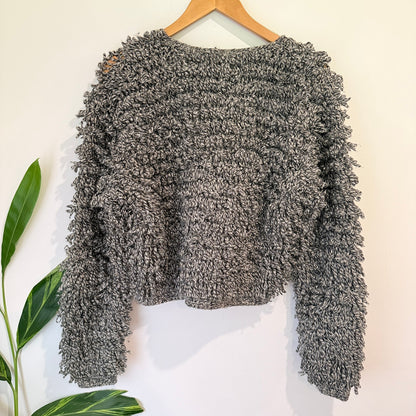 Stolen Girlfriends Club Grey Marl Loop Knit Crop Jumper Size 10