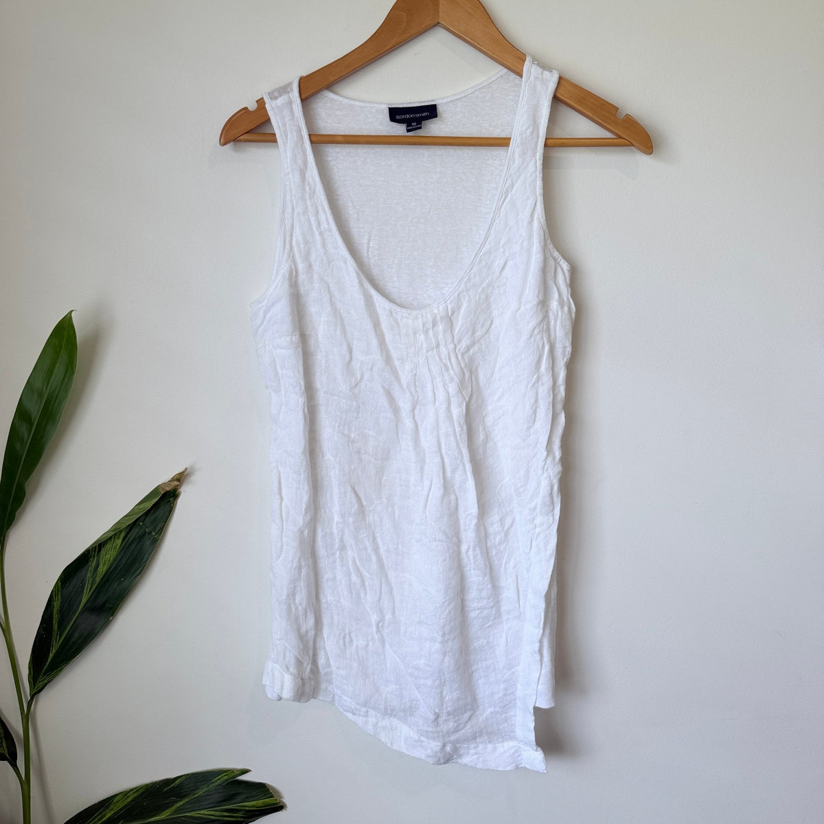 Gordon Smith White Linen Scoop Neck Tank Size 10