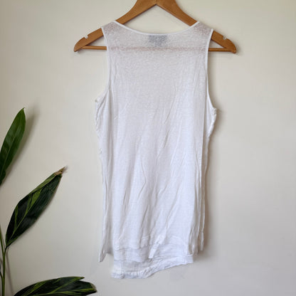 Gordon Smith White Linen Scoop Neck Tank Size 10
