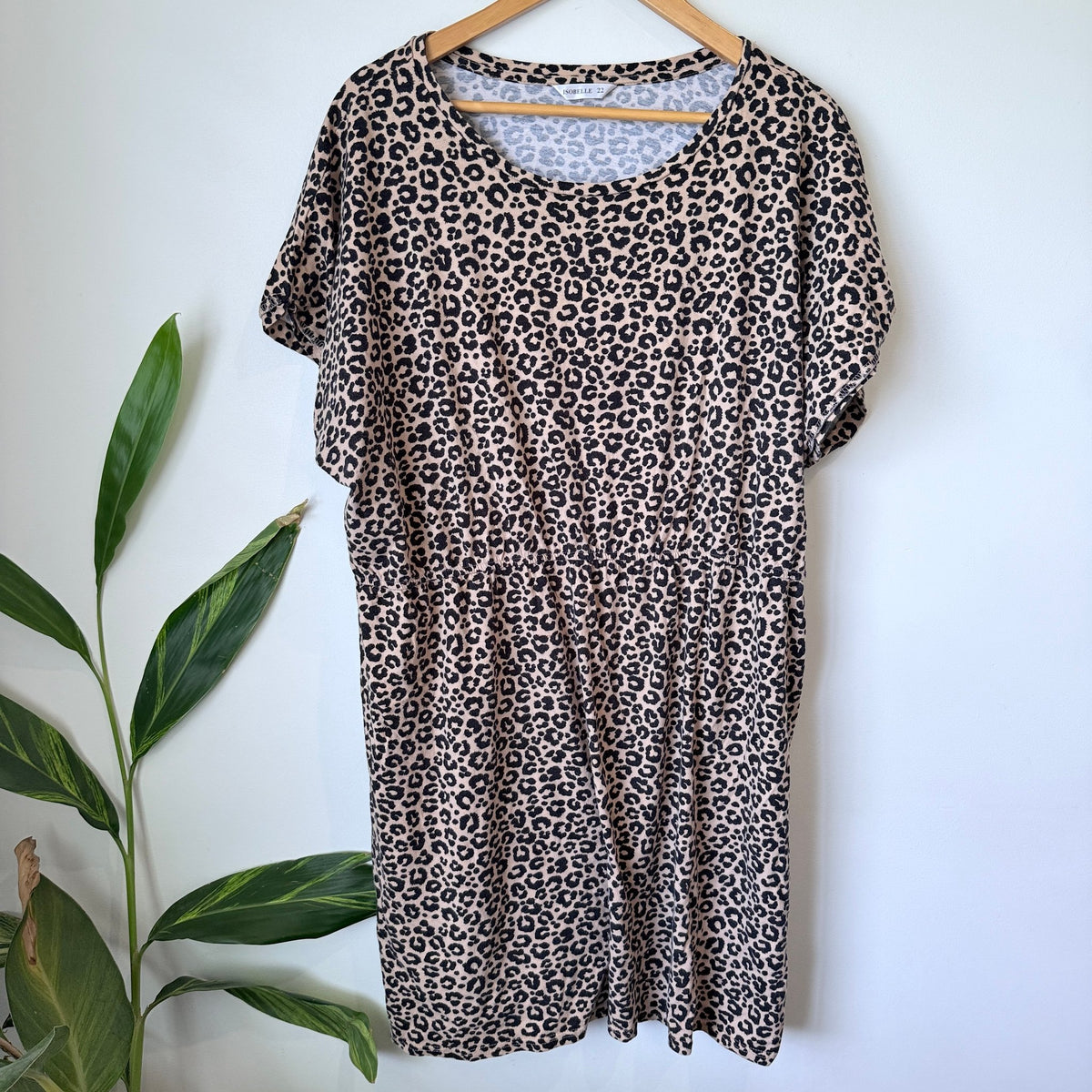 Isobelle Leopard Print Cotton T-Shirt Dress Size 22