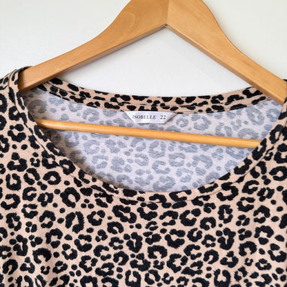 Isobelle Leopard Print Cotton T-Shirt Dress Size 22