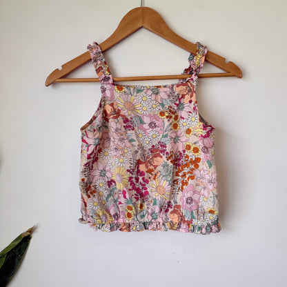 H&M Kids Pink Floral Frill Strap Crop Top Size 11-12Y
