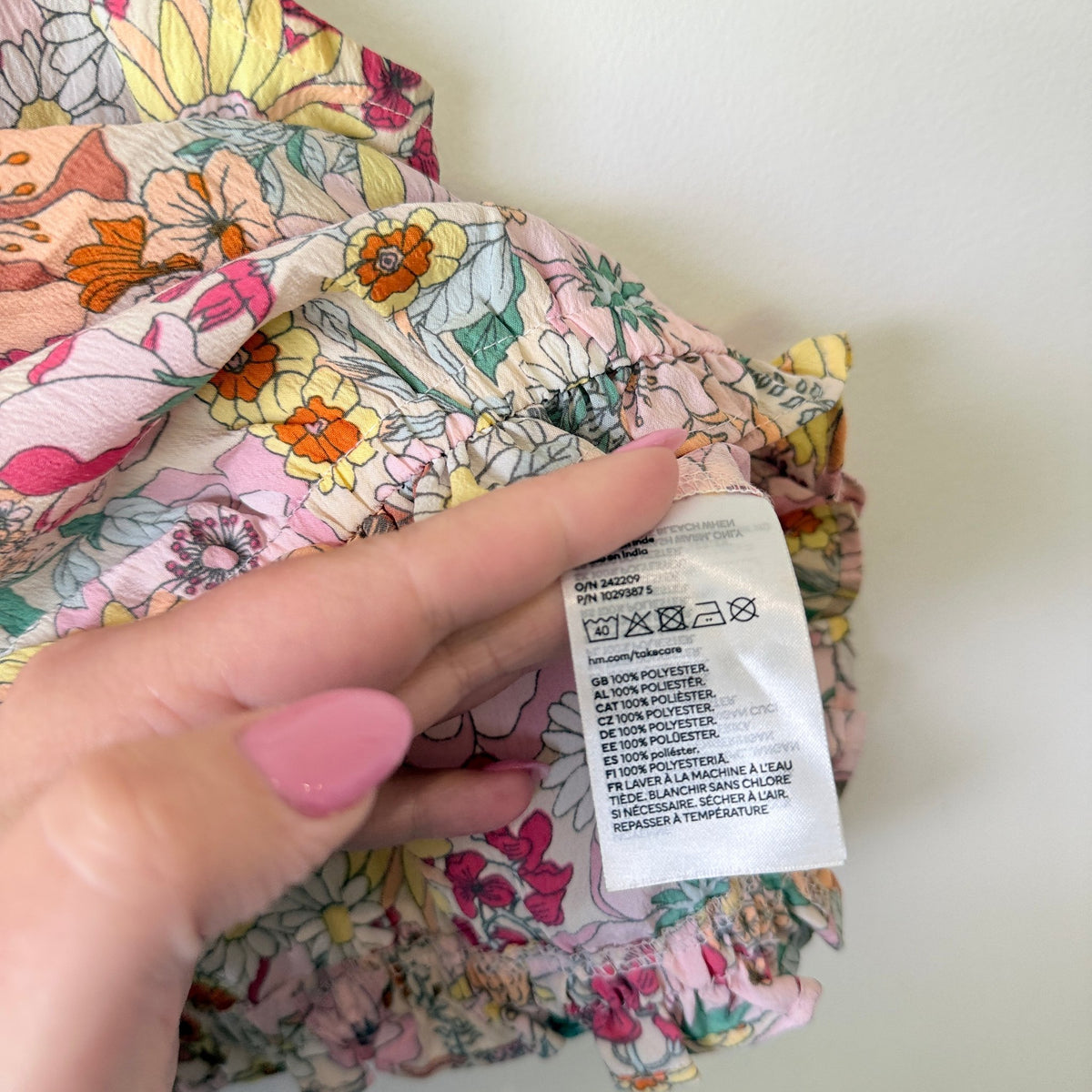 H&M Kids Pink Floral Frill Strap Crop Top Size 11-12Y