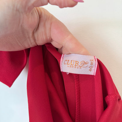 Club London Red Off Shoulder Maxi Dress Size UK 8