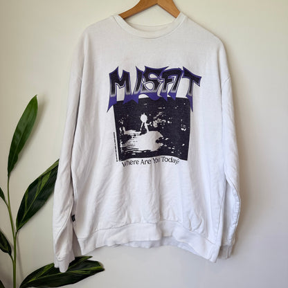 M/SF/T Mad Minds White Where Are You Today Graphic Sweatshirt Size XL