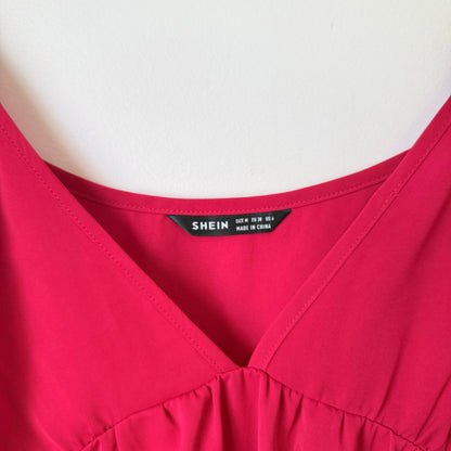 SHEIN Raspberry Pink Strappy Tiered Mini Dress Size M