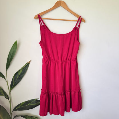 SHEIN Raspberry Pink Strappy Tiered Mini Dress Size M