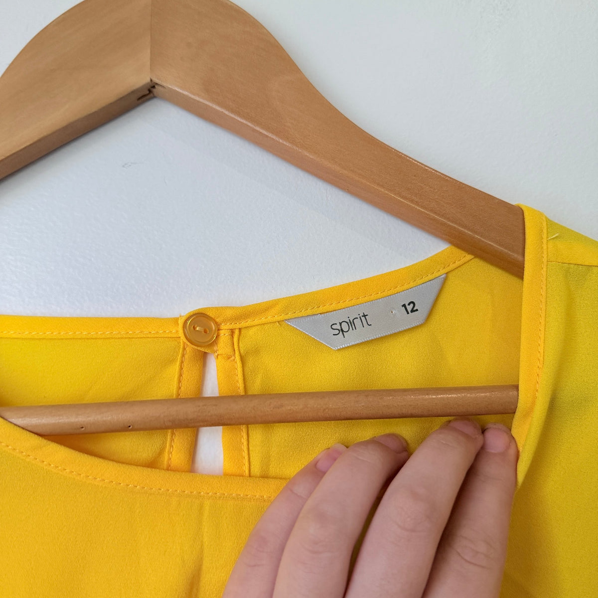 Spirit Yellow Flutter Sleeve Keyhole Back Top Size 12
