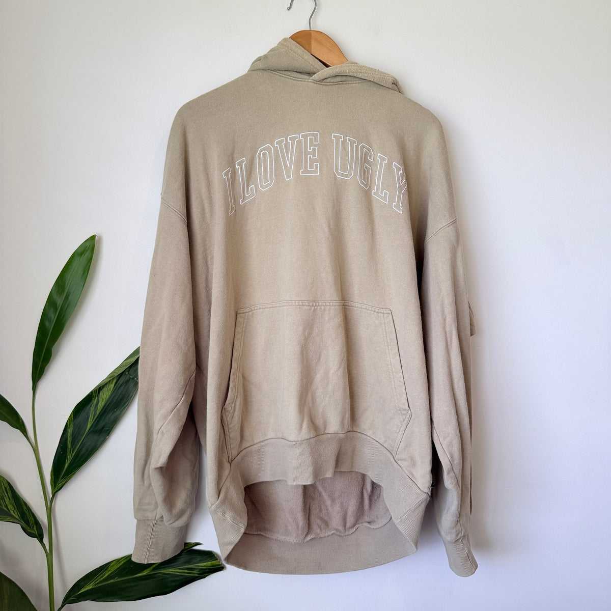 I Love Ugly Stone Beige Logo Hoodie Size XL