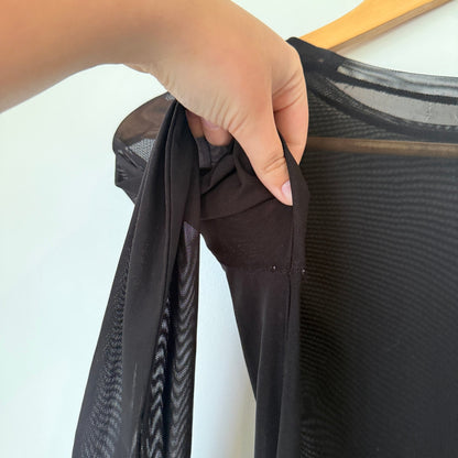 Black Sheer Mesh Long Sleeve Top Size U/Arm to U/Arm 46cm