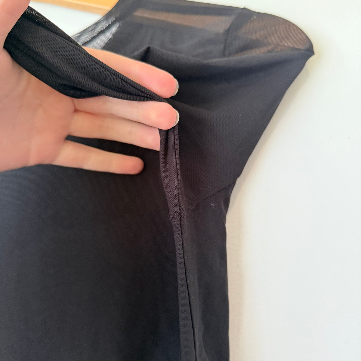 Black Sheer Mesh Long Sleeve Top Size U/Arm to U/Arm 46cm